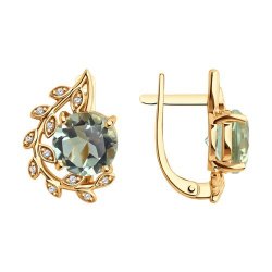 Серьги золотые пробы 585 с празиолитом (Арт.72-00282)