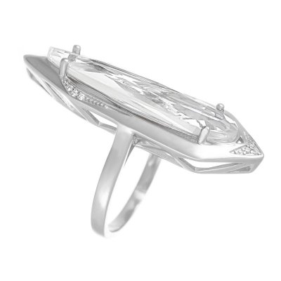 Кольцо из серебра с куб. цирконием и ситаллом (Арт.cz-r00976-x-w-w-x-w)