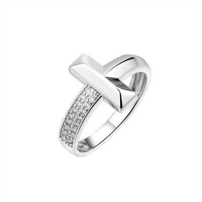 Кольцо с фианитами «Geometry Cross» серебро 925 Fresh Jewelry (арт.CZ-R05135-X-W-X-X-W)