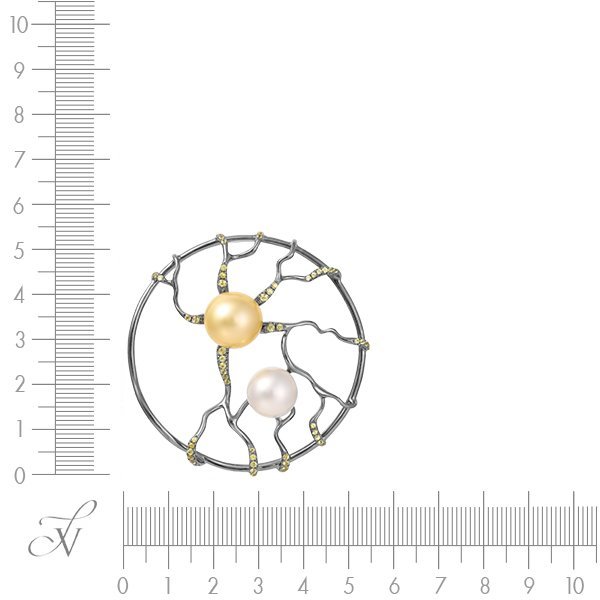 Кулон из золота с жемчугом и сапфиром (Арт.456732_ys_gnwp_wp_blk)