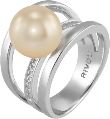 Кольцо из серебра с жемчугом и куб. цирконием (Арт.ahr-1-10-5-s)