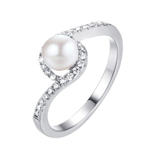 Кольцо серебряное с жемчугом и фианитами «Nautilus» Fresh Jewelry (арт.PI-R02636-X-W-PN-X-W)