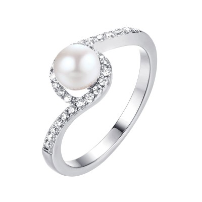 Кольцо серебряное с жемчугом и фианитами «Nautilus» Fresh Jewelry (арт.PI-R02636-X-W-PN-X-W)