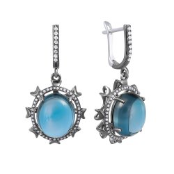 Серьги из золота с бриллиантом и топазом (Арт.e01438lb4wt_sr_lt_blk)