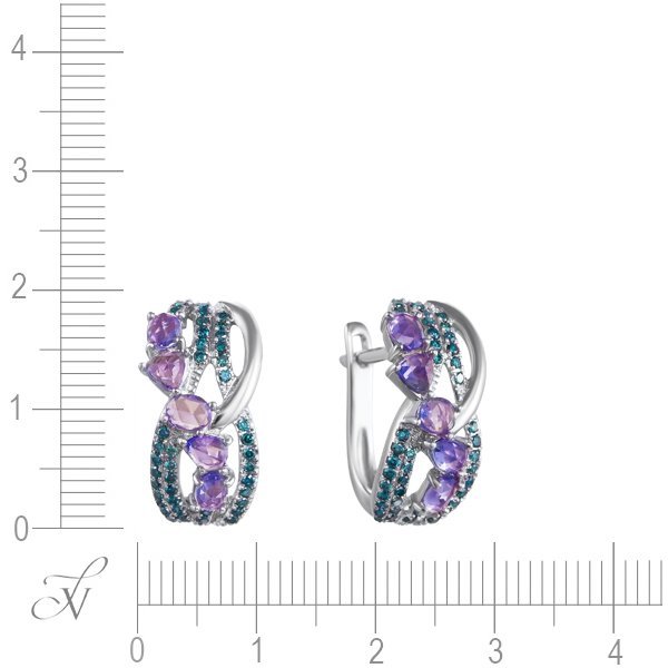 Серьги из белого золота с бриллиантом и танзанитом (Арт.e11622tz-ben_sr_dl_ta_wg)