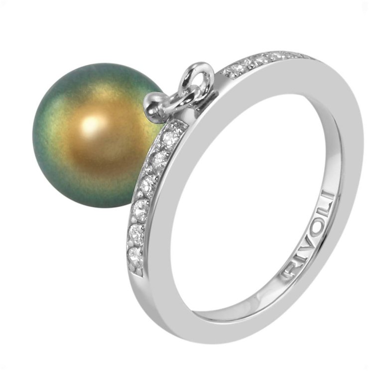 Кольцо из серебра с жемчугом и кристаллом swarovski (Арт.zar-14-10-26-s)