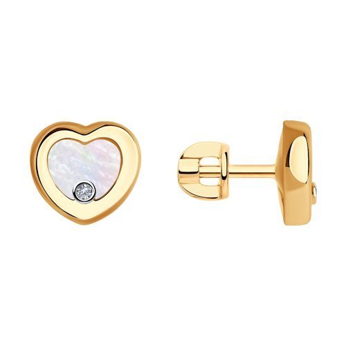 Серьги из золота с бриллиантом и перламутром (Арт.1021595)