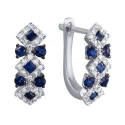 Серьги из белого золота с бриллиантом и сапфиром (Арт.e29757r_sr_sa_wg)