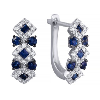 Серьги из белого золота с бриллиантами и сапфирами «Королевский Вальс» Myjewels (арт.E29757R_SR_SA_WG)