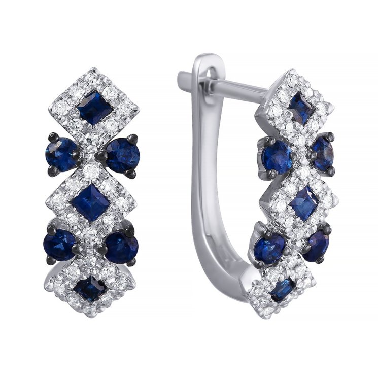 Серьги из белого золота с бриллиантом и сапфиром (Арт.e29757r_sr_sa_wg)