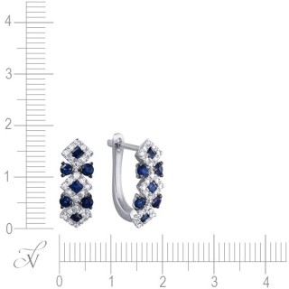 Серьги из белого золота с бриллиантами и сапфирами «Королевский Вальс» Myjewels (арт.E29757R_SR_SA_WG)