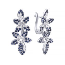 Серьги из белого золота с бриллиантом и сапфиром (Арт.e35204f-3000_sr_sa_wg)