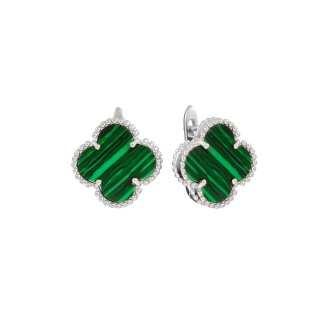 Серьги серебряные с малахитом «Lucky Clover» Fresh Jewelry (арт.1207)