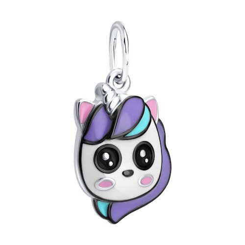 Кулон из серебра с эмалью «Милый Единорог» Соколов (арт.94-130-00106-1)