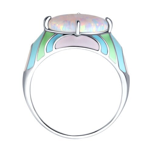 Кольцо из серебра с эмалью с опалом (Арт.83010037)
