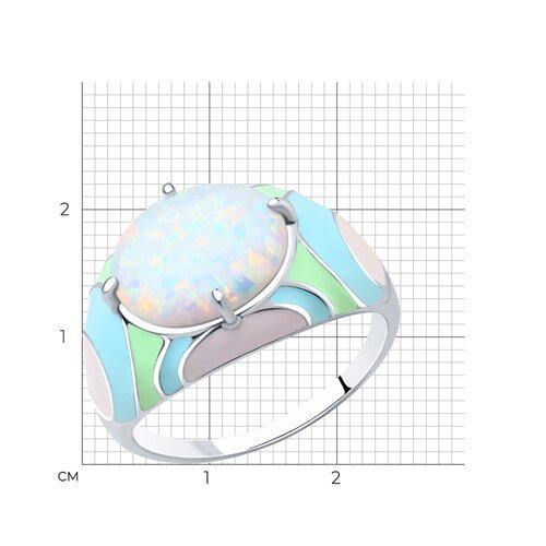 Кольцо из серебра с эмалью с опалом (Арт.83010037)