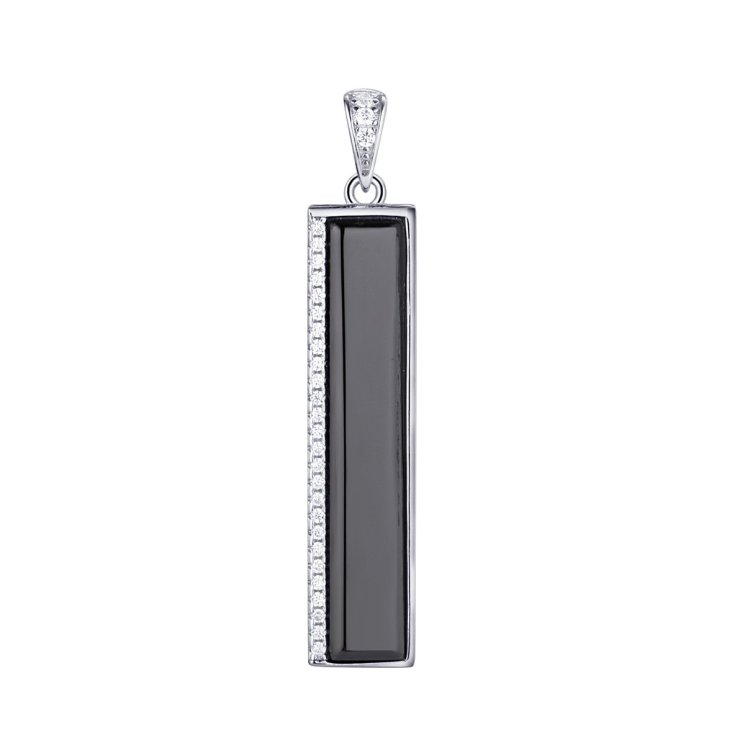 Кулон из серебра с керамикой и фианитом (Арт.tc-p00700-b-w-x-x-w)