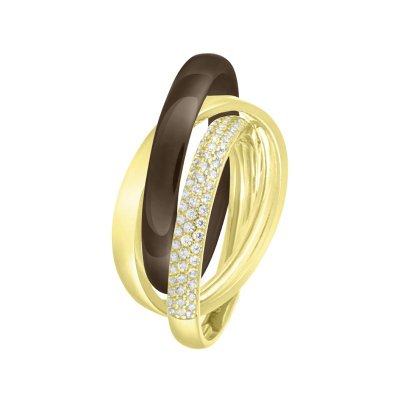 Кольцо из серебра с керамикой и куб. цирконием (Арт.tc-r00663-br-y-x-x-w)