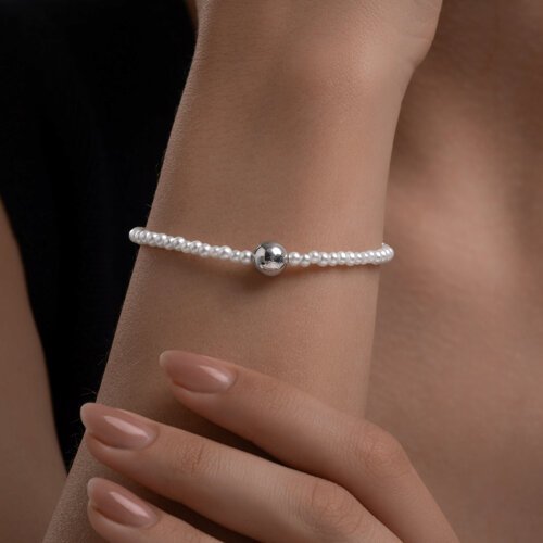 Браслет из серебра с синтетическим жемчугом «Жемчужный Шарм» Соколов (арт.94-150-00119-1)