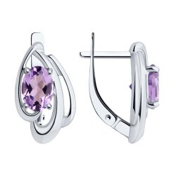 Серьги из серебра с аметистами (Арт.94-320-00174-2)