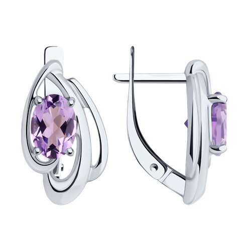 Серьги из серебра с аметистами (Арт.94-320-00174-2)