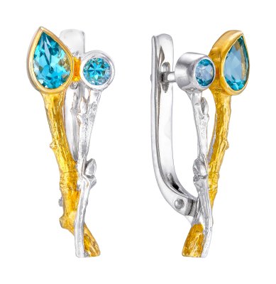 Серебряные серьги BEAVERS с топазом 2116t