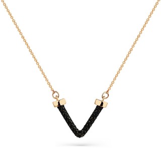 Ожерелье с фианитами «Черная V-волна» из золота 585 Carlin (арт.006-0043-0005-012)