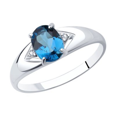 Кольцо из серебра с лондон топазом и фианитами (Арт.92011504)