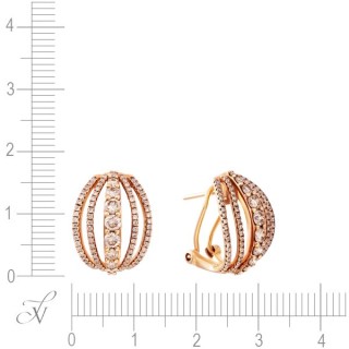 Серьги золото с коричневыми бриллиантами «Pink Sphere» JV Gold (арт.ME33738)