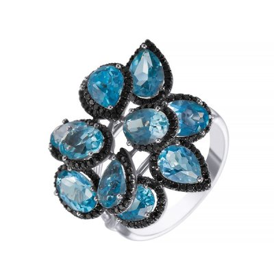 Кольцо из белого золота с бриллиантом и топазом (Арт.mr12838_ko_db_bt_wg)