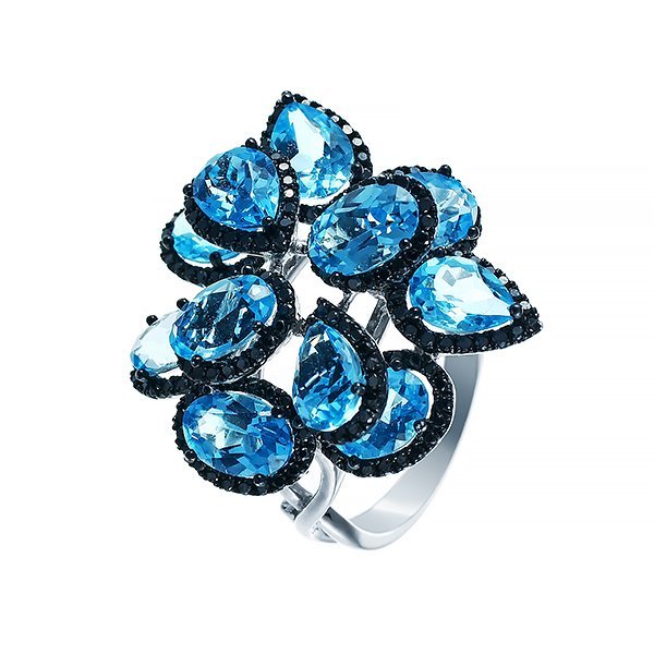 Кольцо из белого золота с бриллиантом и топазом (Арт.mr12838_ko_db_bt_wg)