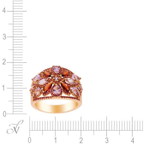 Кольцо из золота с аметистом и гранатом (Арт.mr85613-ps-pam-rg-rg_ps_gr_pam_pink)