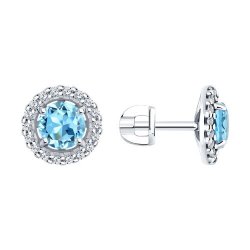 Серьги из серебра с топазом и фианитами (Арт.92022807)