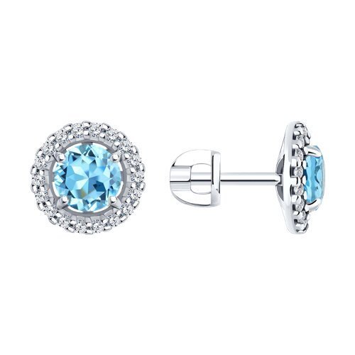 Серьги из серебра с топазом и фианитами (Арт.92022807)