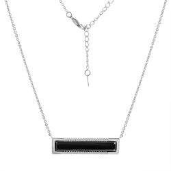 Ожерелье из серебра с керамикой и фианитом (Арт.tc-n02471-b-w-x-x-w)