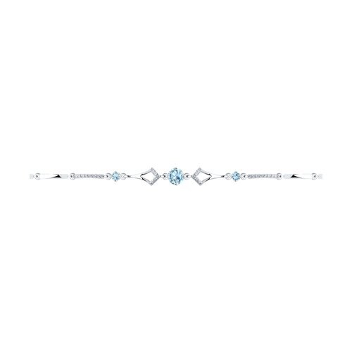Браслет из серебра с голубыми топазами и фианитами (Арт.92050097)