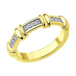 Кольцо из золочёного серебра с фианитами (Арт.93-110-01547-3)