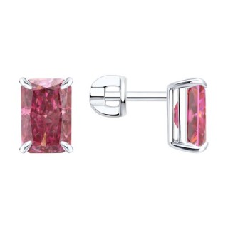 Серьги из серебра с фианитом «Розовый Луч» SOKOLOV (арт.94027505)