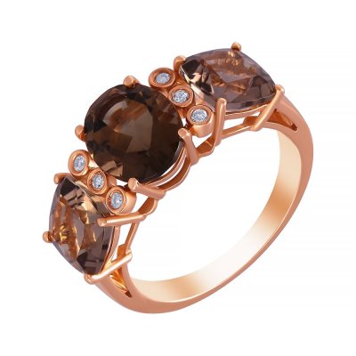 Кольцо из золота с бриллиантом и раухтопазом (Арт.rg-30789.a_sq_pink)