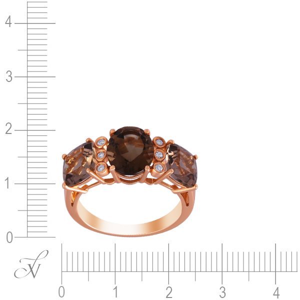 Кольцо из золота с бриллиантом и раухтопазом (Арт.rg-30789.a_sq_pink)