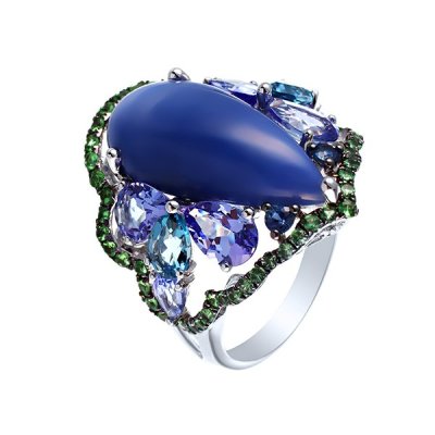 Кольцо из белого золота с сапфиром и танзанитом (Арт.rg-34209_ko_gss_sa_lt_ta_tv_wg)