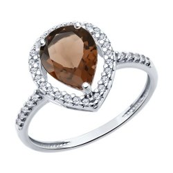 Кольцо из серебра с раухтопазом и фианитами (Арт.94-310-02047-2)