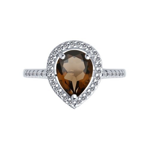 Кольцо из серебра с раухтопазом и фианитами (Арт.94-310-02047-2)