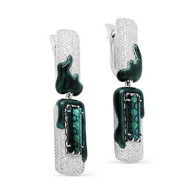 Серьги золотые с бриллиантами и турмалинами «Изумрудный Водопад» Kabarovsky (арт.12-11366-5213)