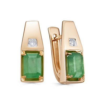 Серьги золото изумруд и фианит «Изумрудный Шик» Kabarovskу (арт.ка 12-02117-1200)