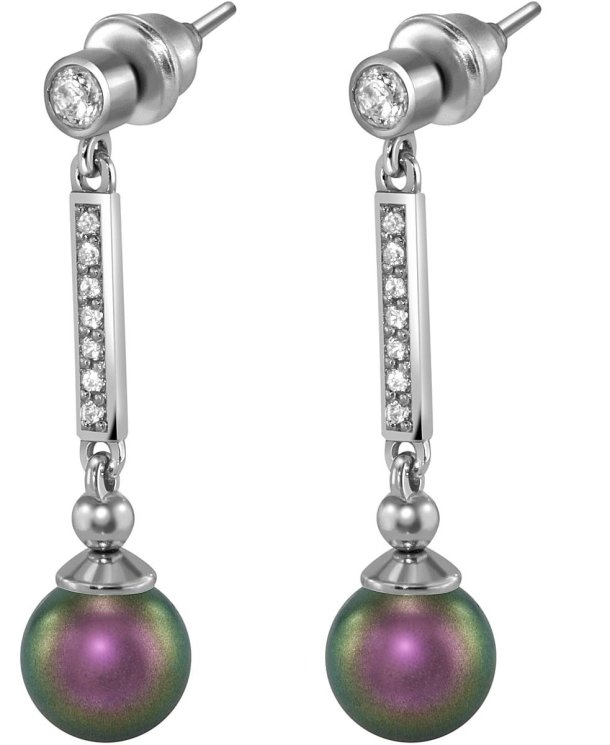 Серьги из серебра с жемчугом и кристаллом swarovski (Арт.aas-6-a-8-19-s)
