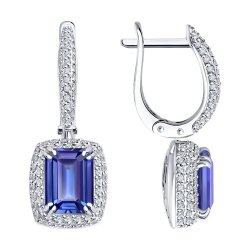 Серьги из белого золота с бриллиантами и танзанитами (Арт.6024466-3)