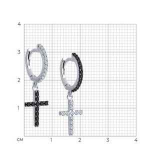 Серьги из серебра с фианитами «Контрастные кресты» Соколов (арт.9402)