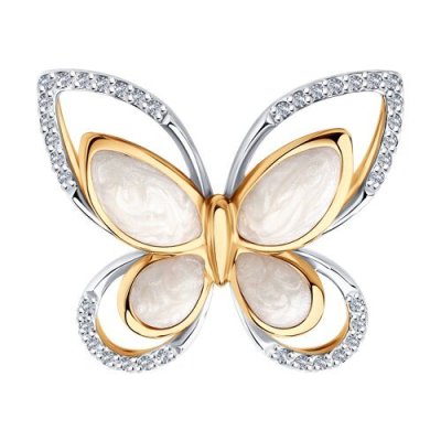 Подвеска из золота с бриллиантами и эмалью «Парящая бабочка» Соколов (арт.6039053)