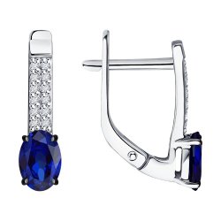 Серьги из белого золота с бриллиантами и сапфирами (Арт.52-220-02312-1)